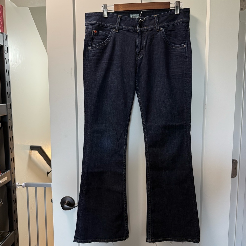 Hudson Jeans Low Rise Dark Wash Bootcut Jeans Stretchy Y2K‎ Flap Pockets 30x32